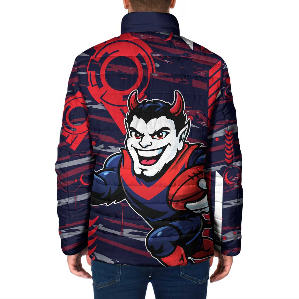 Melbourne Demons Padded Jacket Mascot Cartoon Football Illustration Style