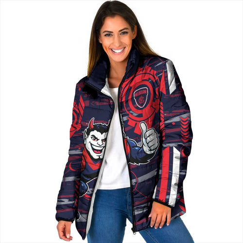 Melbourne Demons Padded Jacket Mascot Cartoon Football Illustration Style