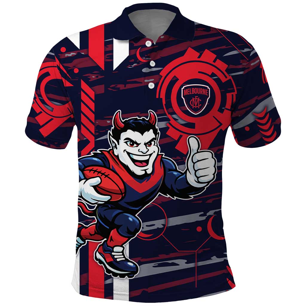 Melbourne Demons Polo Shirt Mascot Cartoon Football Illustration Style