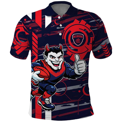 Melbourne Demons Polo Shirt Mascot Cartoon Football Illustration Style