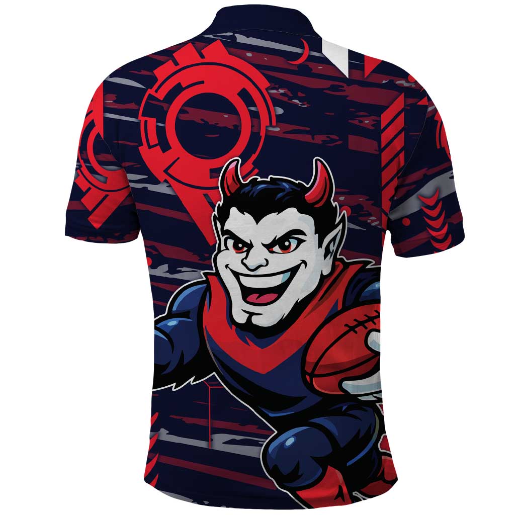 Melbourne Demons Polo Shirt Mascot Cartoon Football Illustration Style