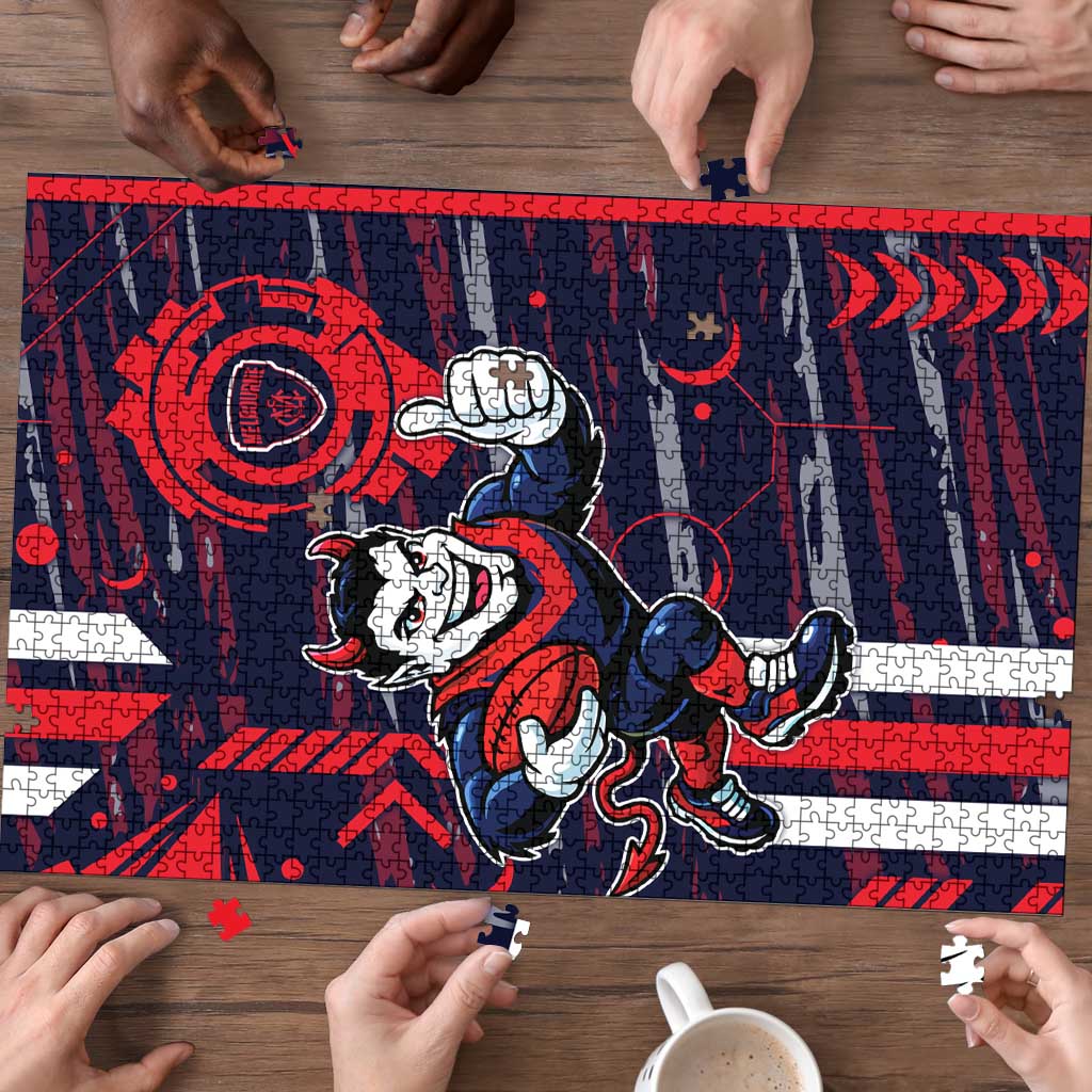 Melbourne Demons Puzzle Mascot Cartoon Football Illustration Style