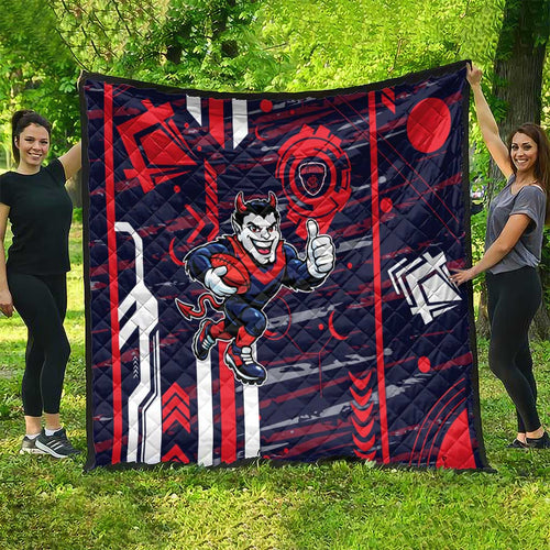 Melbourne Demons Quilt Mascot Cartoon Football Illustration Style