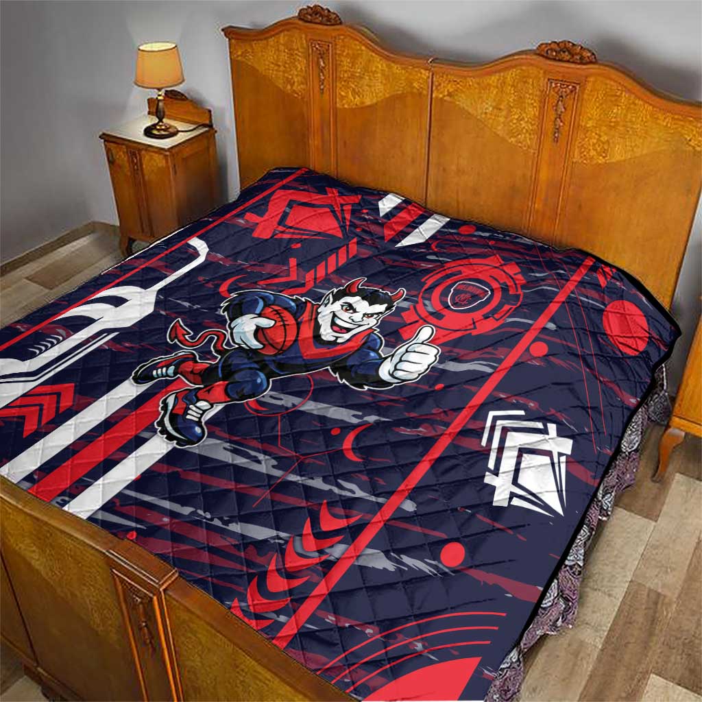 Melbourne Demons Quilt Mascot Cartoon Football Illustration Style