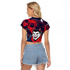 Melbourne Demons Raglan Cropped T Shirt Mascot Cartoon Football Illustration Style