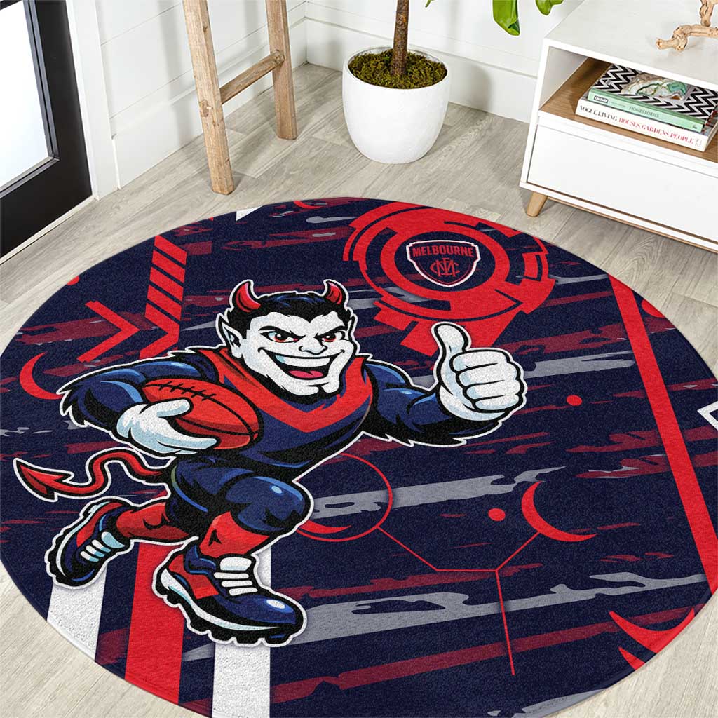 Melbourne Demons Round Carpet Mascot Cartoon Football Illustration Style