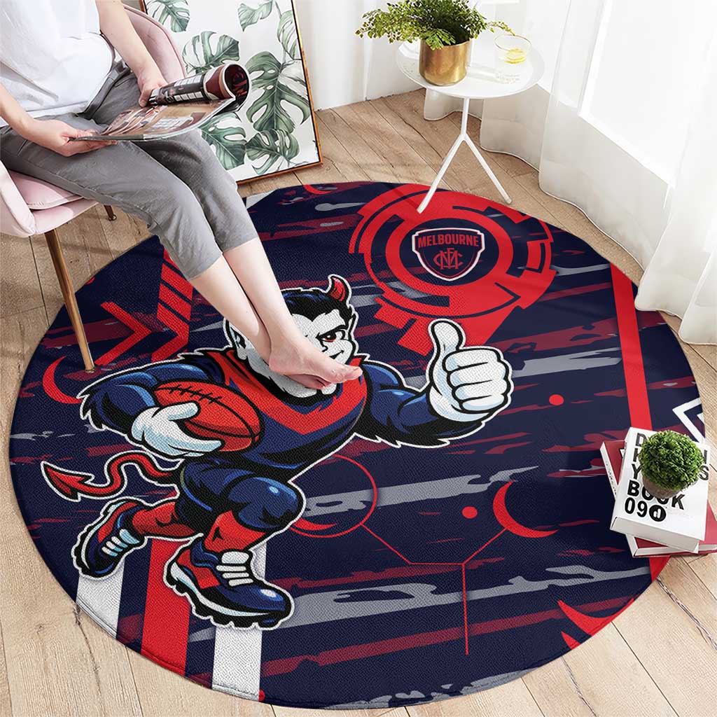 Melbourne Demons Round Carpet Mascot Cartoon Football Illustration Style