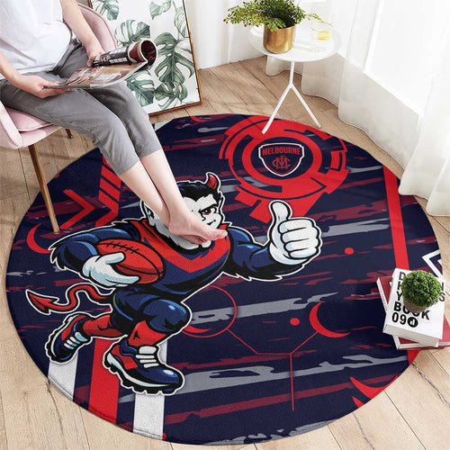 Melbourne Demons Round Carpet Mascot Cartoon Football Illustration Style