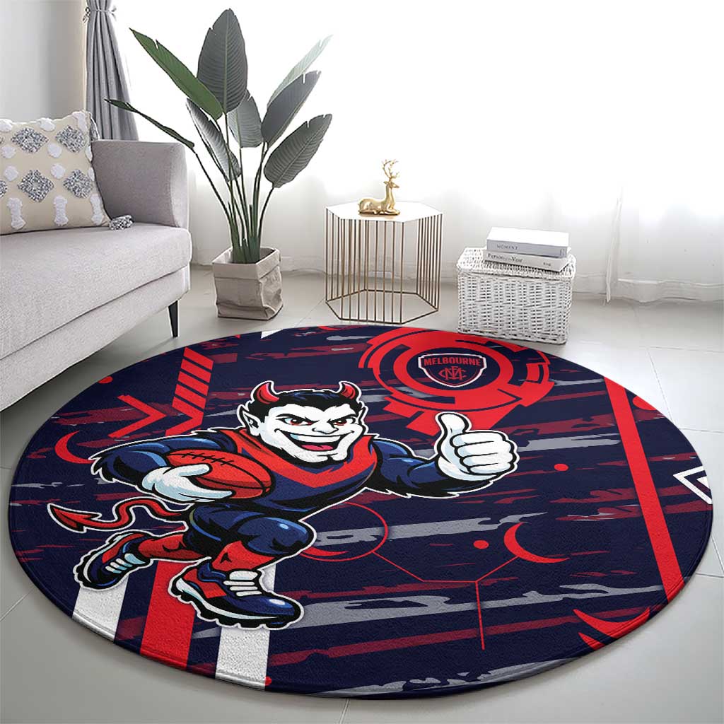 Melbourne Demons Round Carpet Mascot Cartoon Football Illustration Style