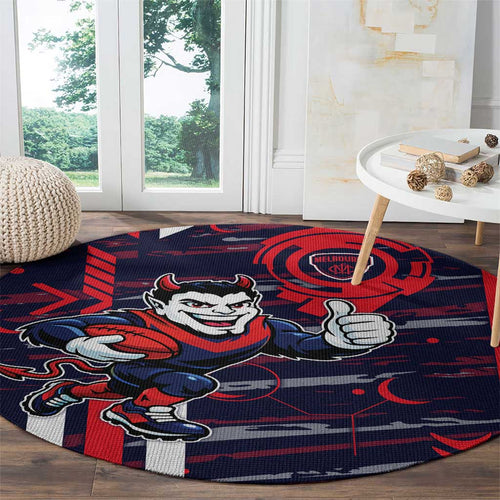 Melbourne Demons Round Carpet Mascot Cartoon Football Illustration Style
