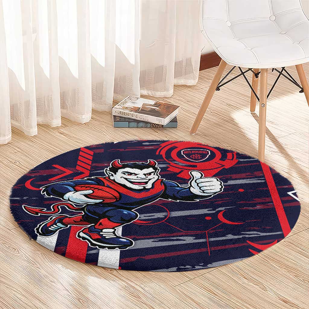 Melbourne Demons Round Carpet Mascot Cartoon Football Illustration Style