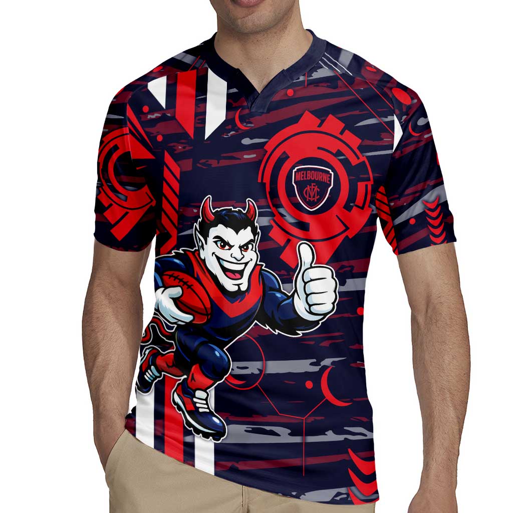 Melbourne Demons Rugby Jersey Mascot Cartoon Football Illustration Style