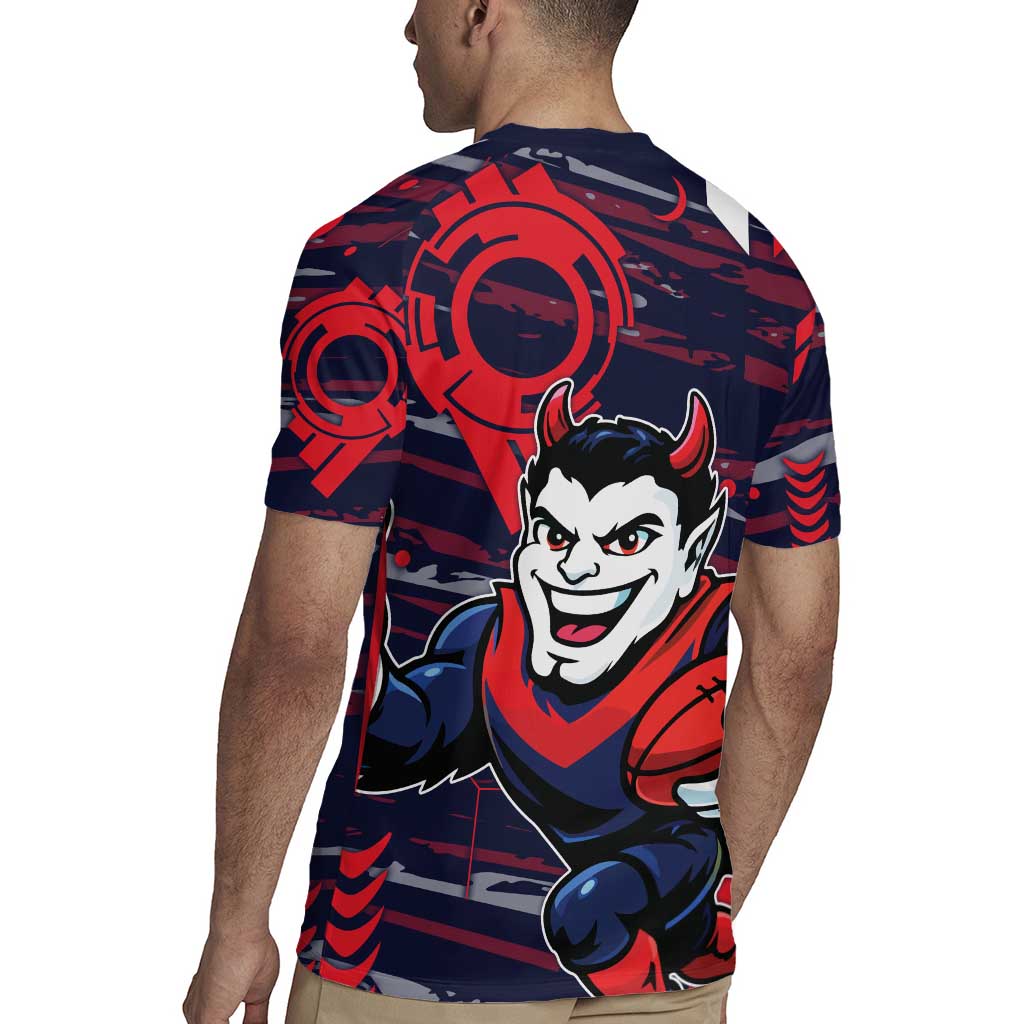 Melbourne Demons Rugby Jersey Mascot Cartoon Football Illustration Style