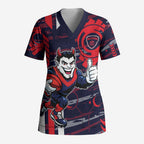 Melbourne Demons Scrub Top Mascot Cartoon Football Illustration Style
