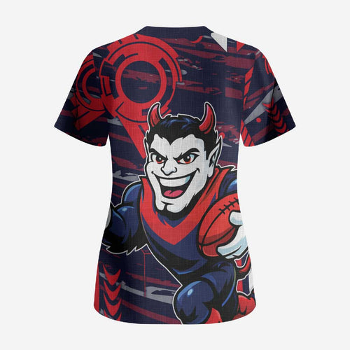 Melbourne Demons Scrub Top Mascot Cartoon Football Illustration Style