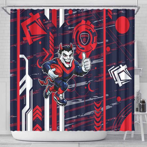 Melbourne Demons Shower Curtain Mascot Cartoon Football Illustration Style
