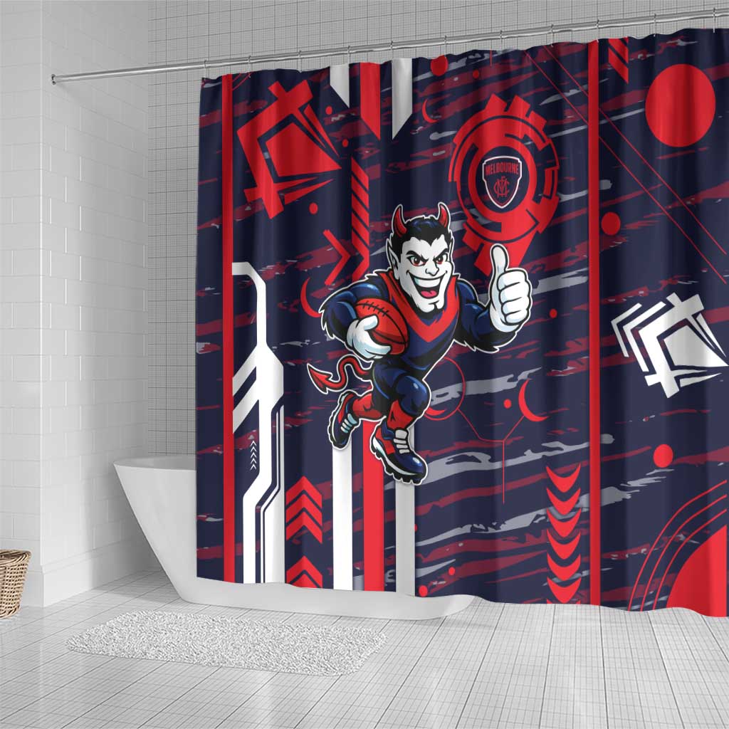 Melbourne Demons Shower Curtain Mascot Cartoon Football Illustration Style