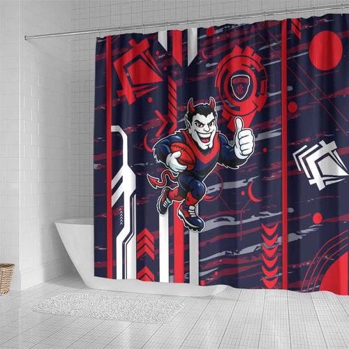 Melbourne Demons Shower Curtain Mascot Cartoon Football Illustration Style