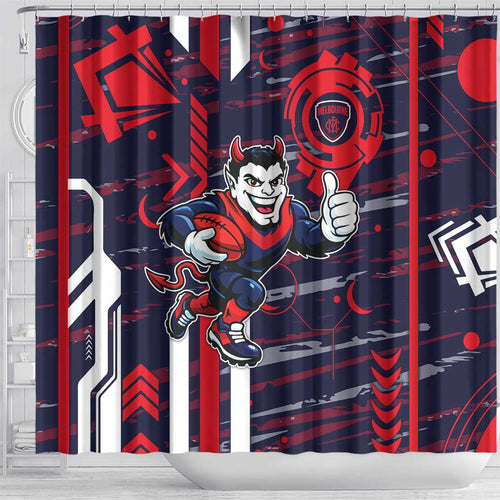 Melbourne Demons Shower Curtain Mascot Cartoon Football Illustration Style