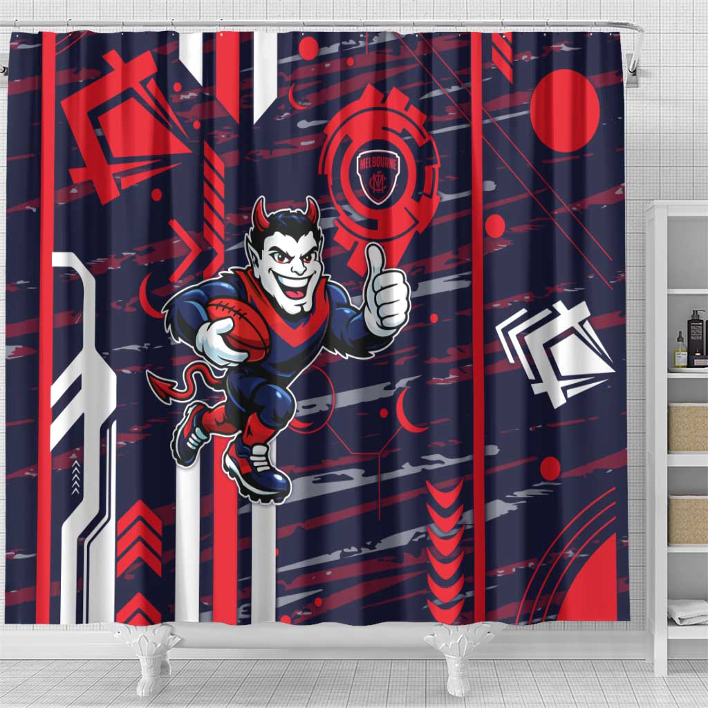 Melbourne Demons Shower Curtain Mascot Cartoon Football Illustration Style