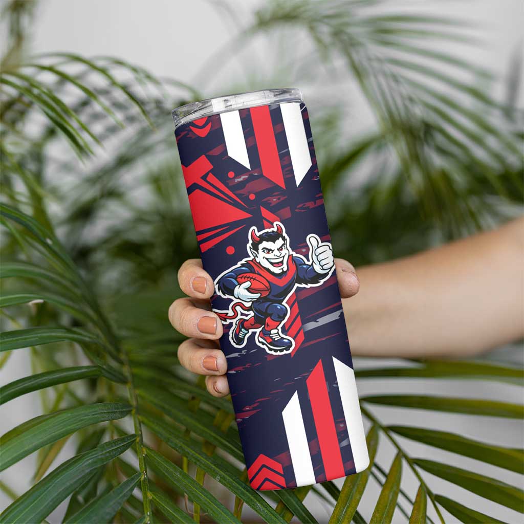 Melbourne Demons Skinny Tumbler Mascot Cartoon Football Illustration Style