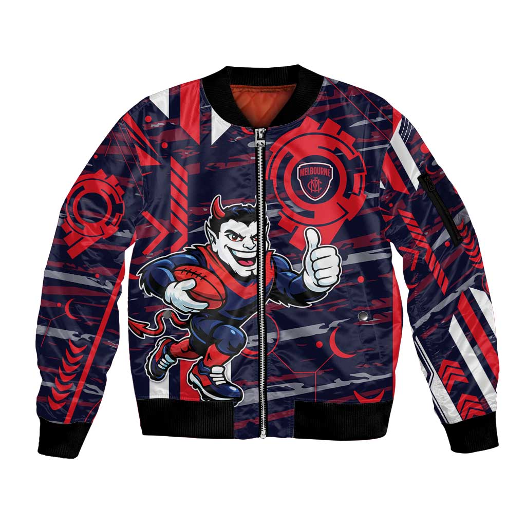 Melbourne Demons Sleeve Zip Bomber Jacket Mascot Cartoon Football Illustration Style