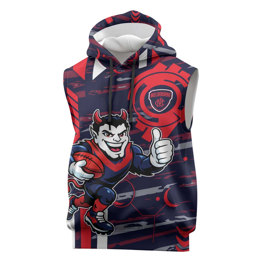 Melbourne Demons Sleeveless Hoodie Mascot Cartoon Football Illustration Style