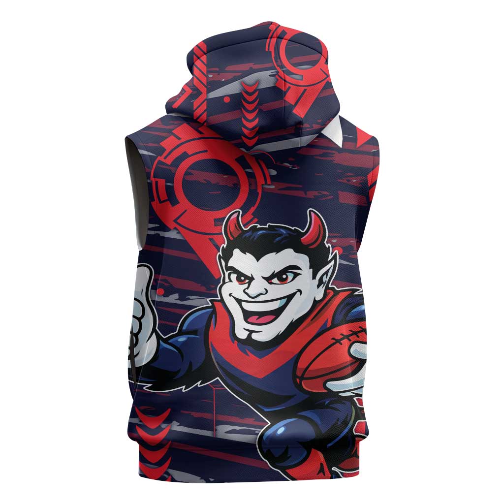 Melbourne Demons Sleeveless Hoodie Mascot Cartoon Football Illustration Style