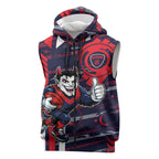 Melbourne Demons Sleeveless Zip Hoodie Mascot Cartoon Football Illustration Style