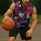 Melbourne Demons Sleeveless Zip Hoodie Mascot Cartoon Football Illustration Style