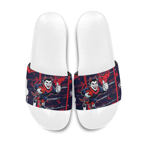 Melbourne Demons Slide Sandals Mascot Cartoon Football Illustration Style