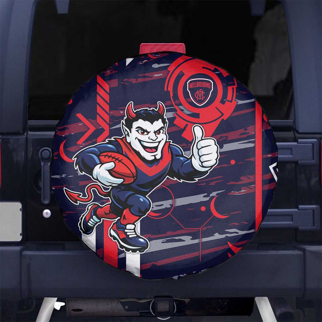 Melbourne Demons Spare Tire Cover Mascot Cartoon Football Illustration Style