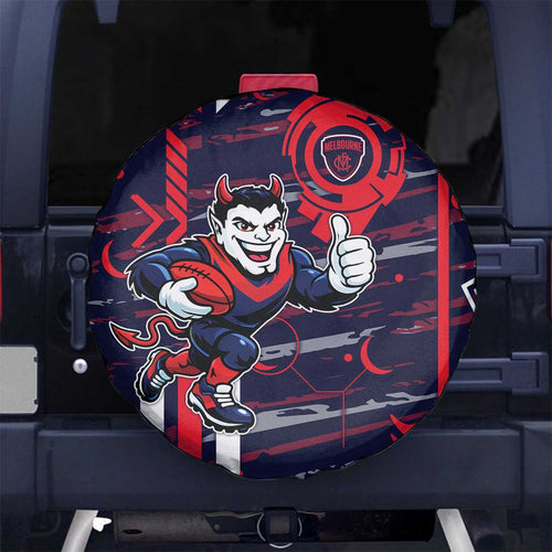 Melbourne Demons Spare Tire Cover Mascot Cartoon Football Illustration Style