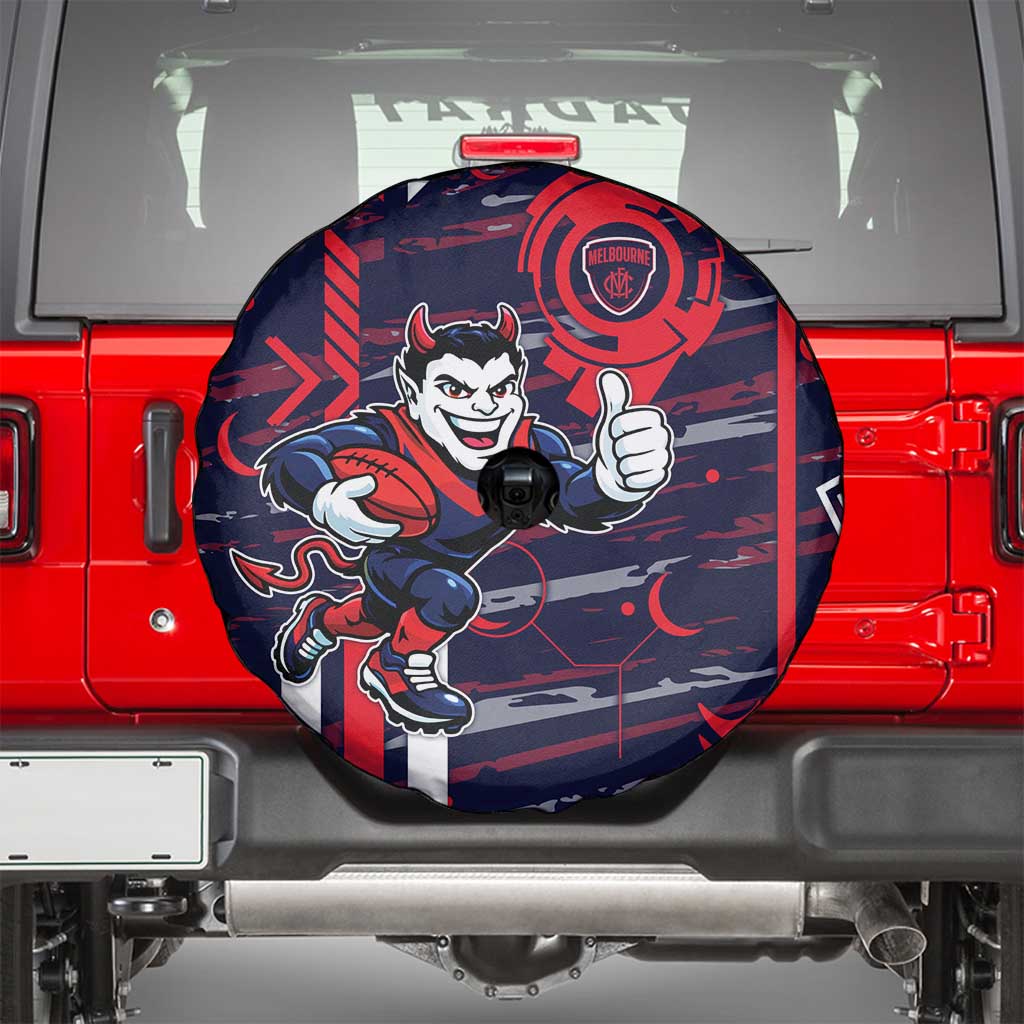 Melbourne Demons Spare Tire Cover Mascot Cartoon Football Illustration Style