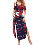 Melbourne Demons Summer Maxi Dress Mascot Cartoon Football Illustration Style