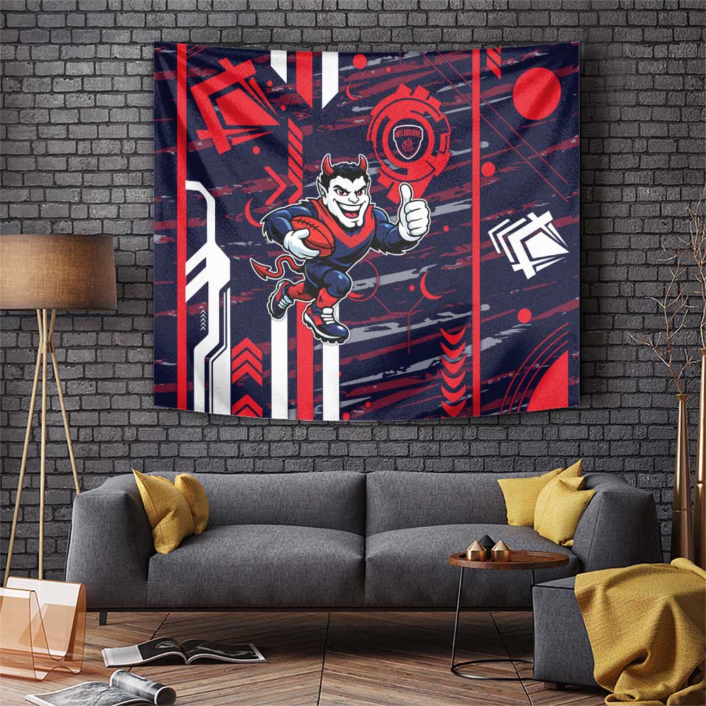 Melbourne Demons Tapestry Mascot Cartoon Football Illustration Style