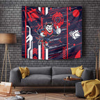 Melbourne Demons Tapestry Mascot Cartoon Football Illustration Style