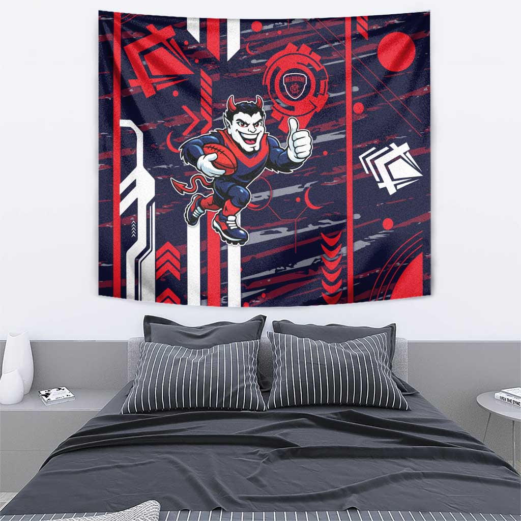 Melbourne Demons Tapestry Mascot Cartoon Football Illustration Style