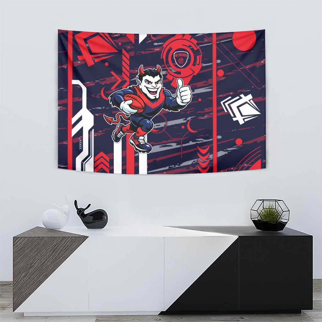 Melbourne Demons Tapestry Mascot Cartoon Football Illustration Style