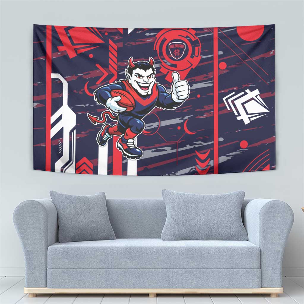 Melbourne Demons Tapestry Mascot Cartoon Football Illustration Style