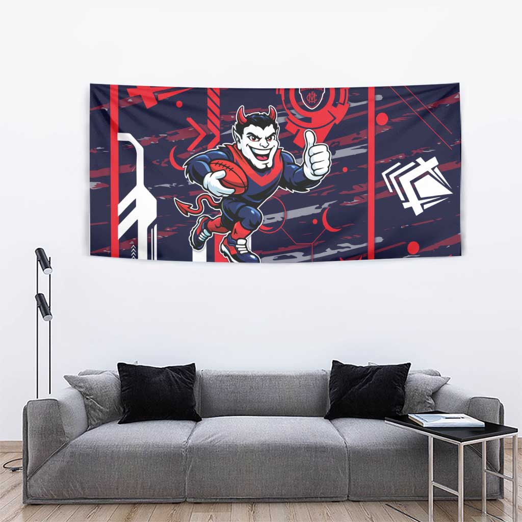 Melbourne Demons Tapestry Mascot Cartoon Football Illustration Style