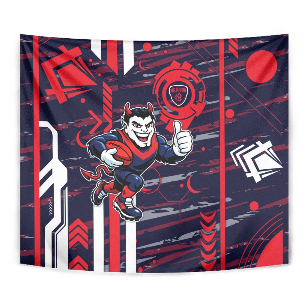 Melbourne Demons Tapestry Mascot Cartoon Football Illustration Style