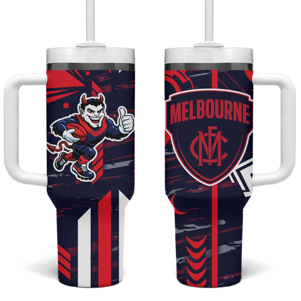 Melbourne Demons Tumbler With Handle Mascot Cartoon Football Illustration Style