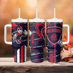 Melbourne Demons Tumbler With Handle Mascot Cartoon Football Illustration Style