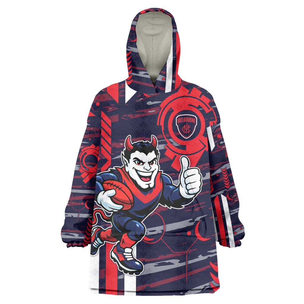 Melbourne Demons Wearable Blanket Hoodie Mascot Cartoon Football Illustration Style