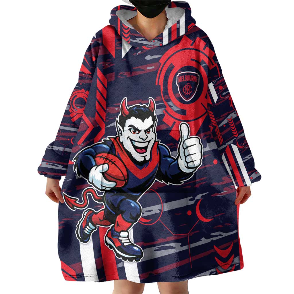 Melbourne Demons Wearable Blanket Hoodie Mascot Cartoon Football Illustration Style