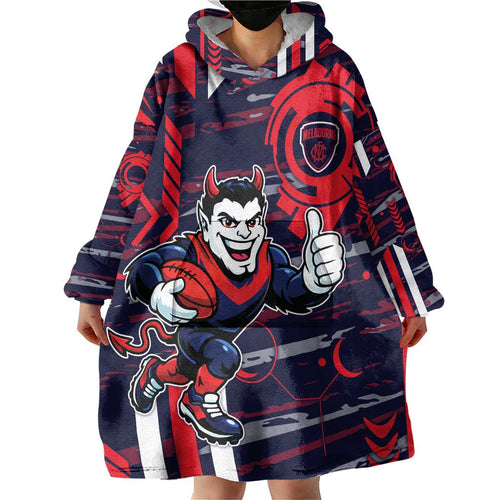 Melbourne Demons Wearable Blanket Hoodie Mascot Cartoon Football Illustration Style