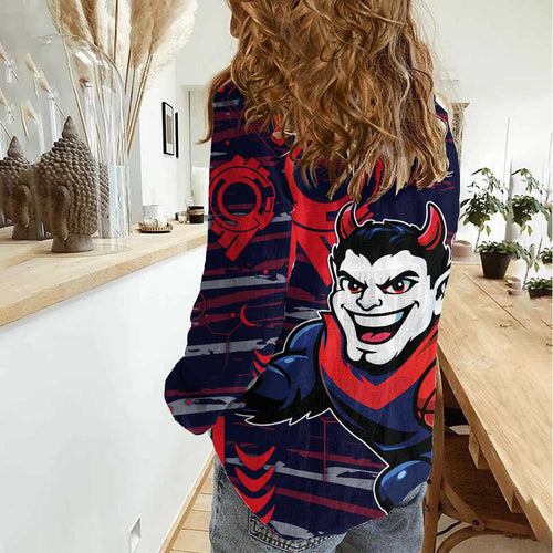 Melbourne Demons Women Casual Shirt Mascot Cartoon Football Illustration Style