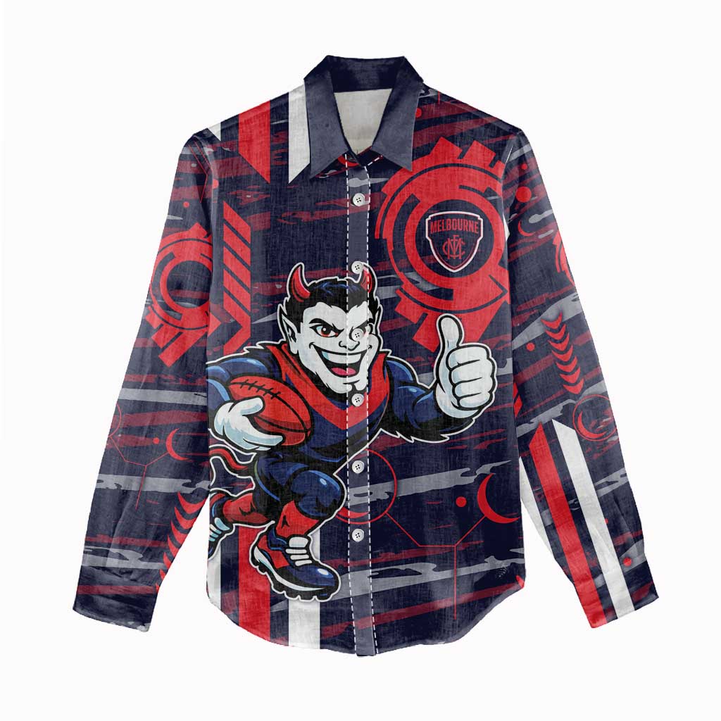 Melbourne Demons Women Casual Shirt Mascot Cartoon Football Illustration Style