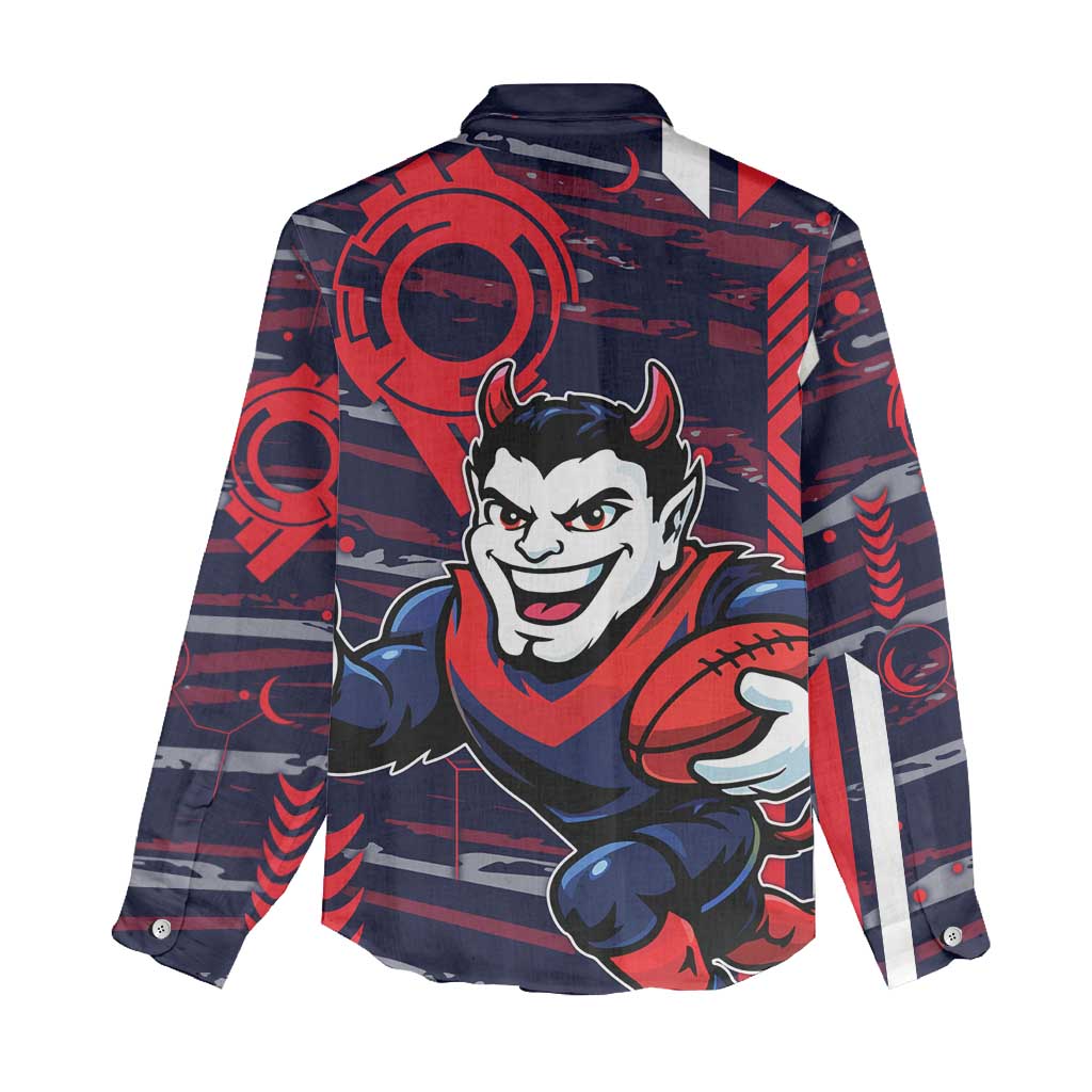 Melbourne Demons Women Casual Shirt Mascot Cartoon Football Illustration Style